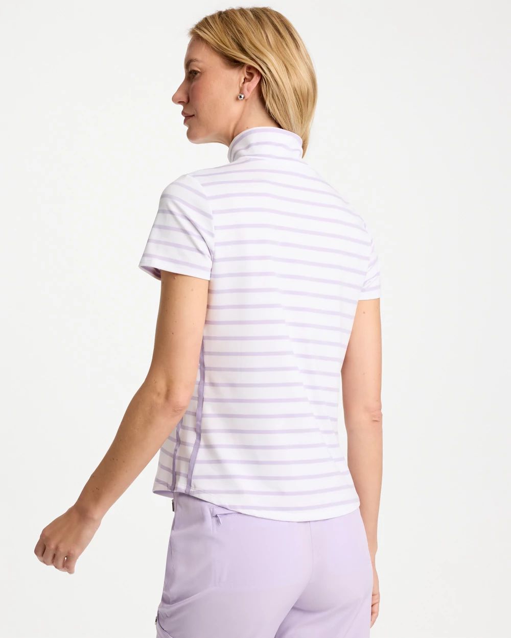 Zenergy® UPF Striped Half Zip Polo click to view larger image.