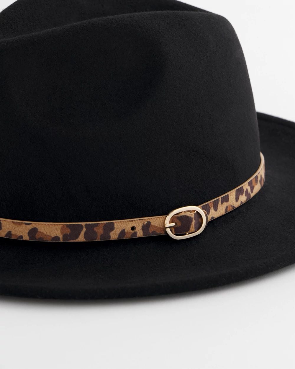Animal-Print-Trim Wool Felt Fedora Hat