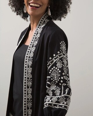 Eyelet Blouson Sleeve Kimono