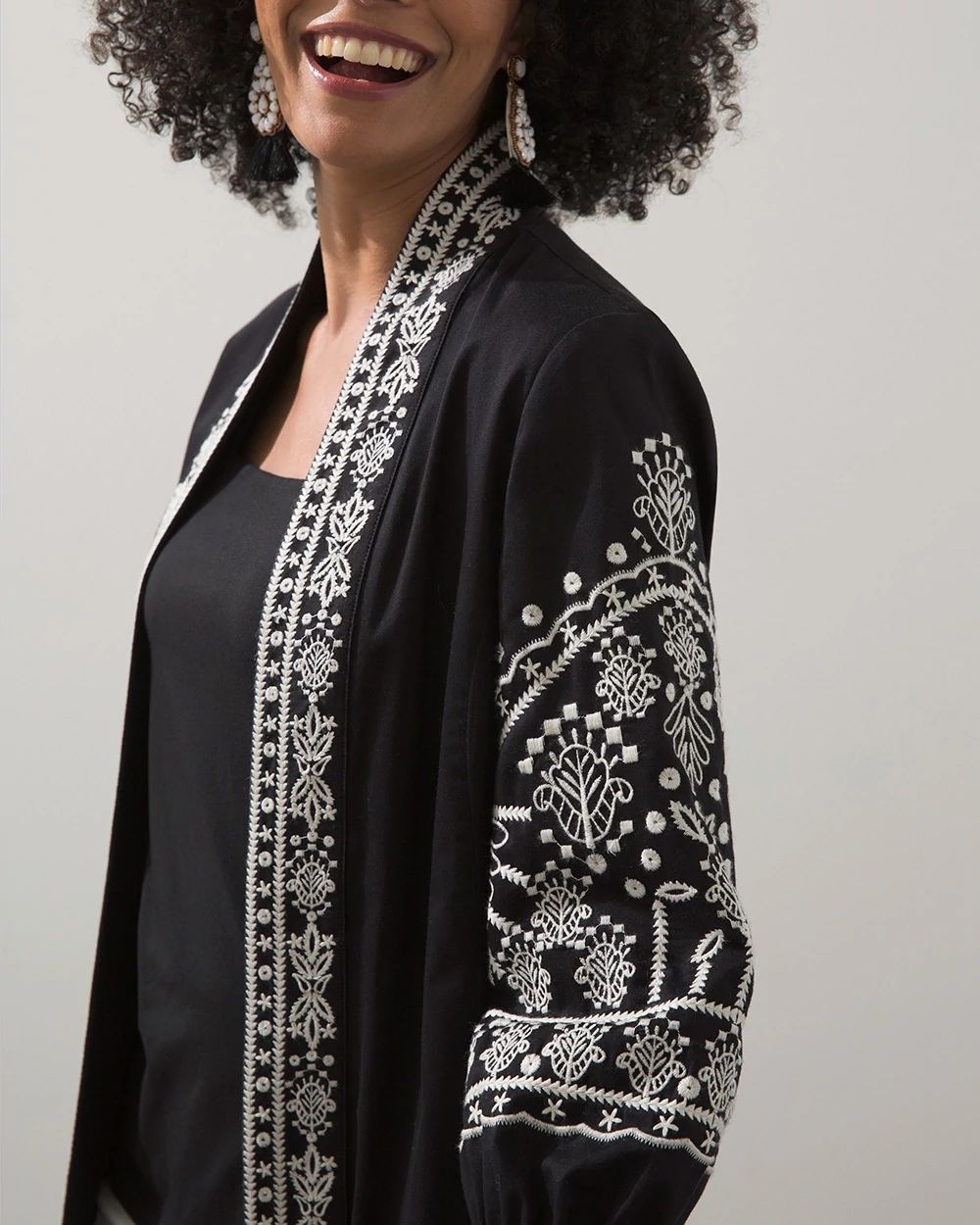 Eyelet Blouson Sleeve Kimono
