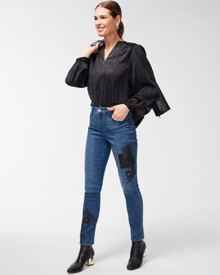 Girlfriend Patchwork Ankle Jeans