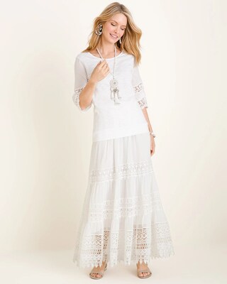 Lace-Inset Maxi Skirt