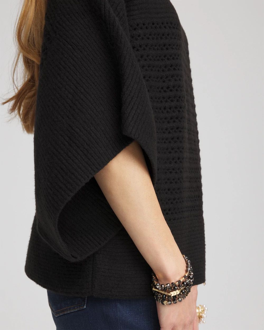 Mock Neck Dolman Sleeve Sweater Poncho