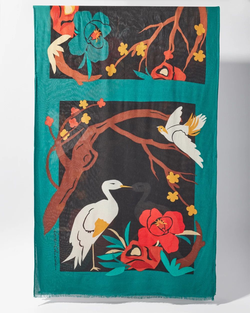 Nature Print Oblong Scarf