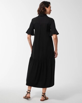 Flounce Sleeve Midi Dress