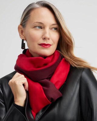 Red Geo Print Oblong Scarf