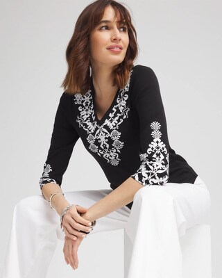 Ikat Pima 3/4 Sleeve Everyday Tee click to view larger image.