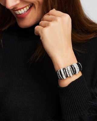 Silver Tone Leather Bracelet