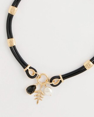 Faux Leather Charm Necklace click to view larger image.