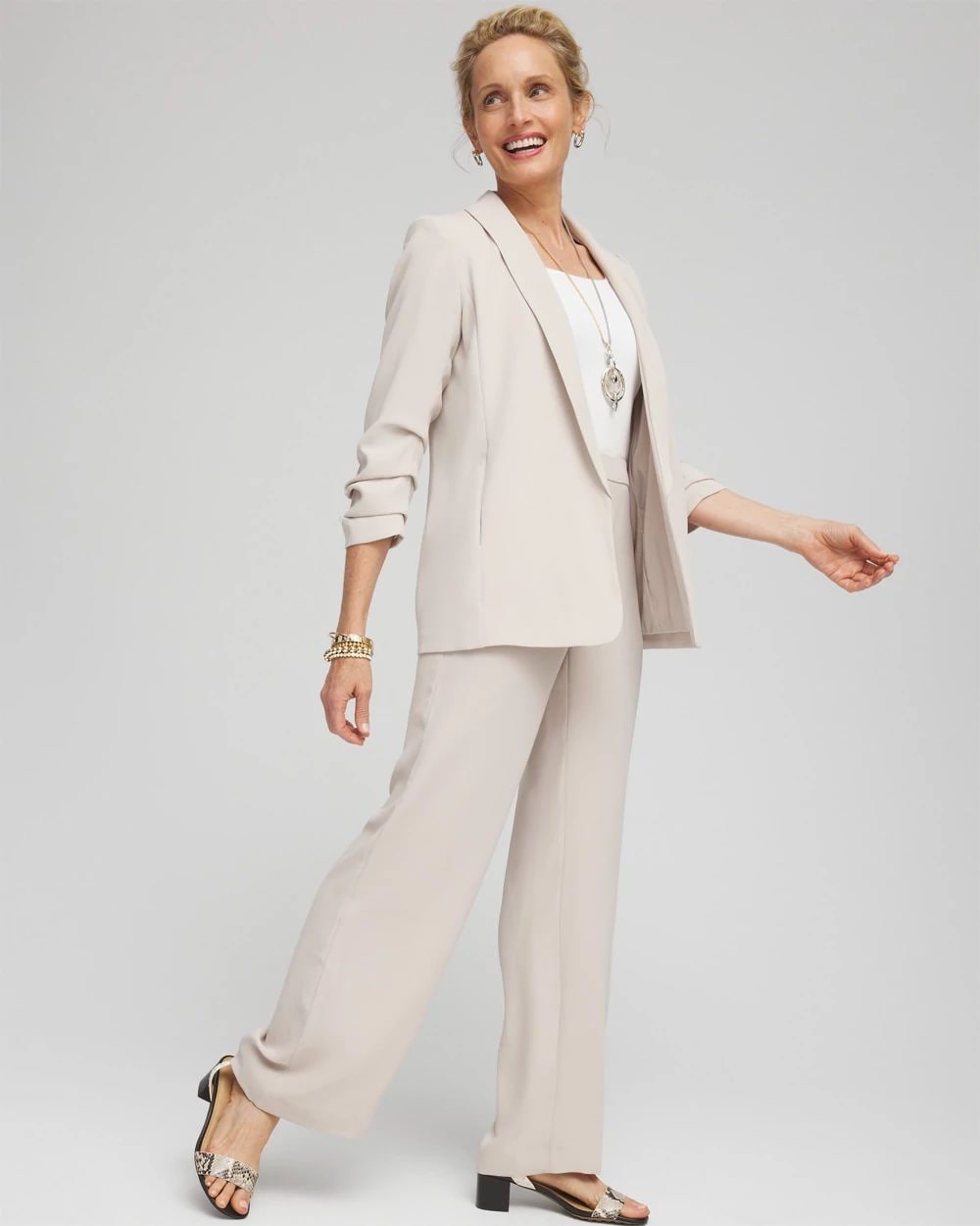 Ruched Sleeve Blazer