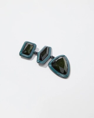 Green Linear Drop Earrings