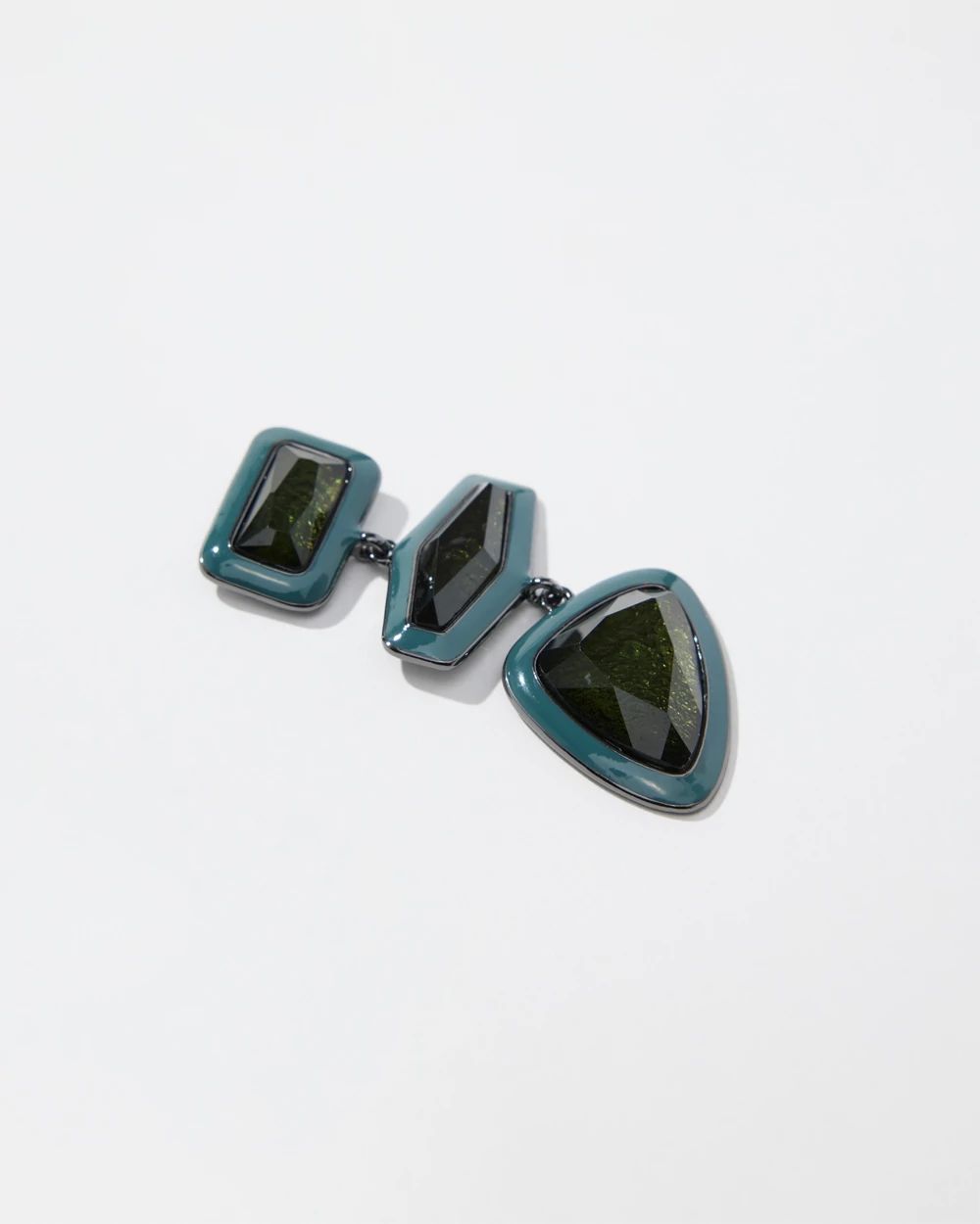 Green Linear Drop Earrings