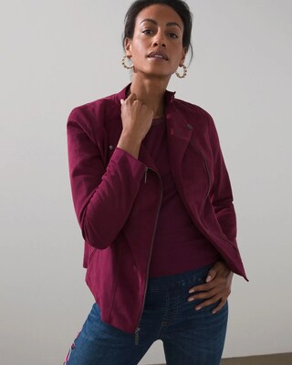Quilted-Shoulder Moto Jacket