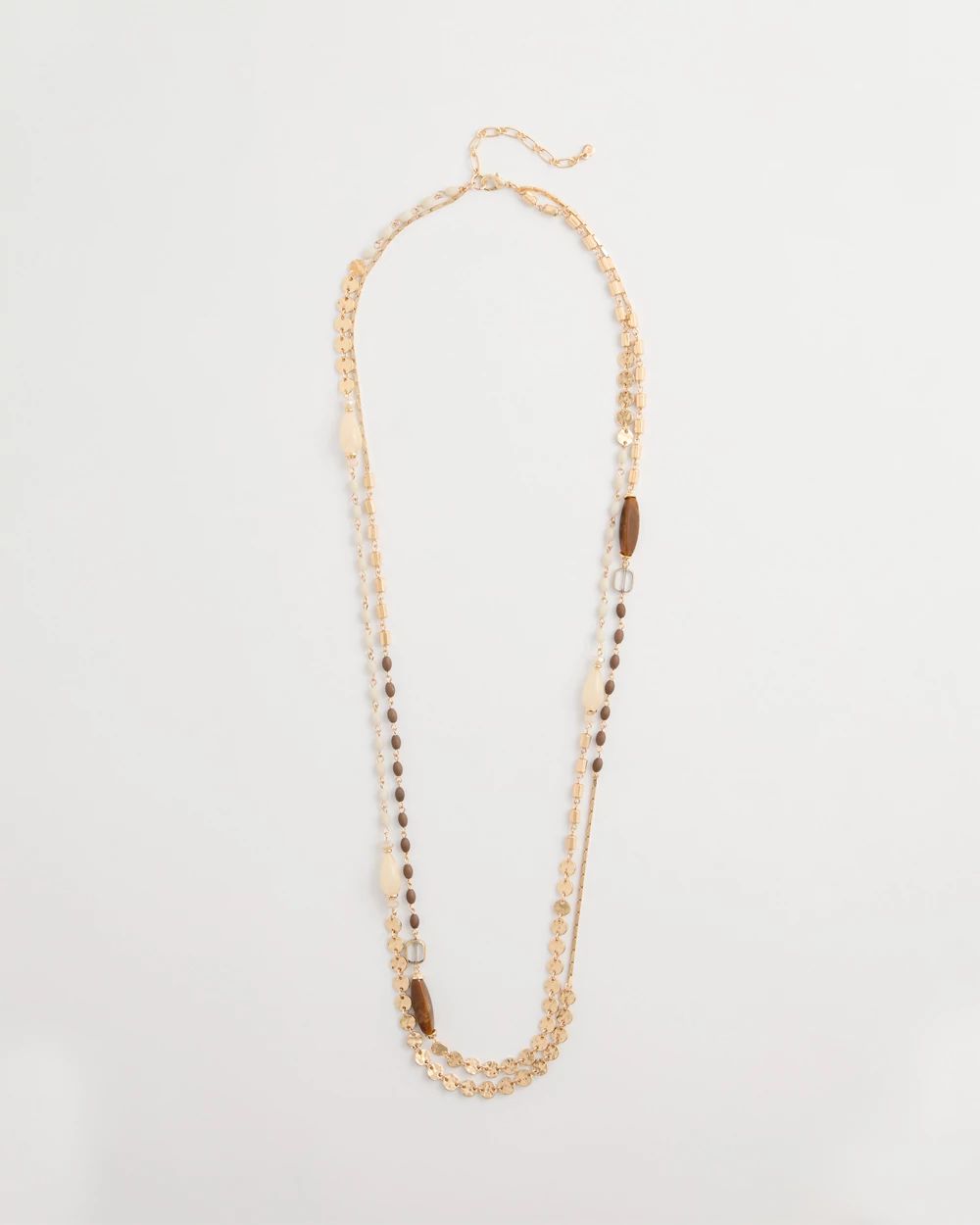 White Cognac Double-Strand Necklace