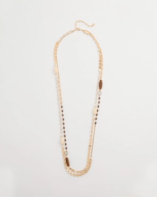 White Cognac Double-Strand Necklace