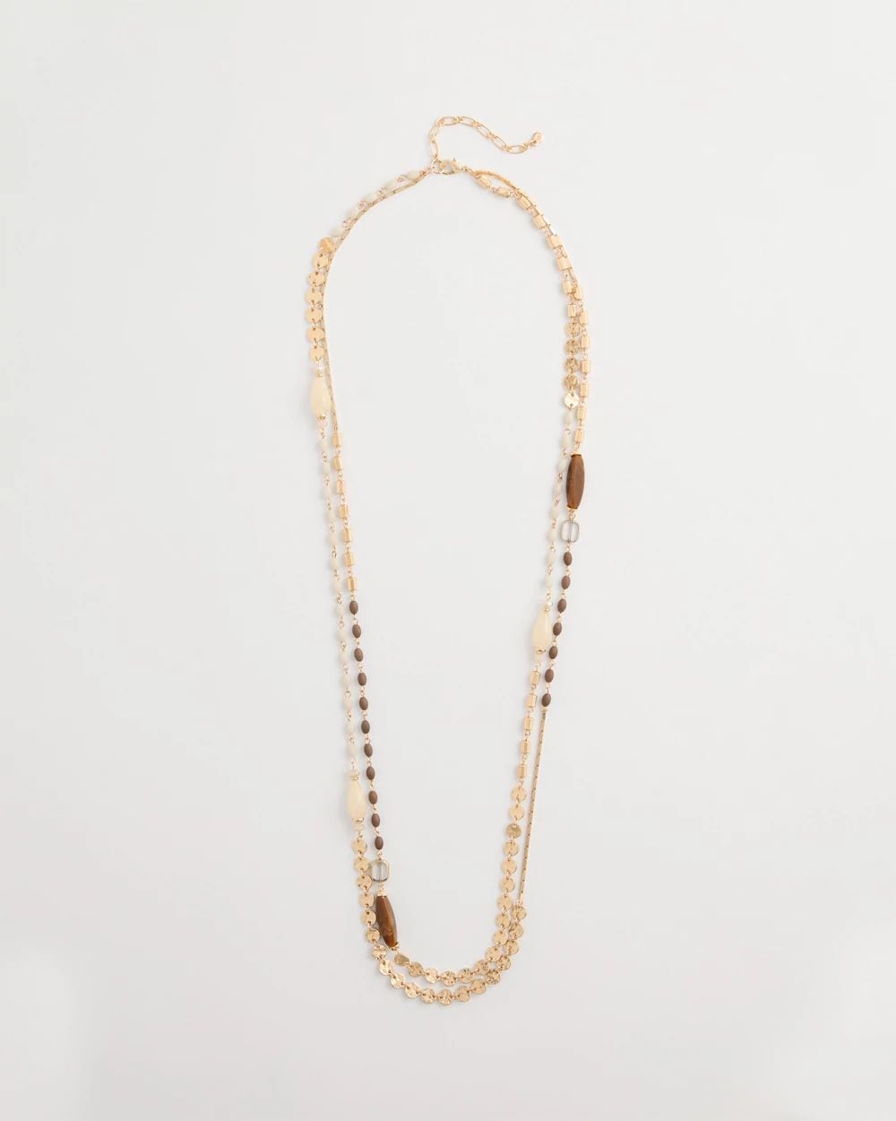 White Cognac Double-Strand Necklace