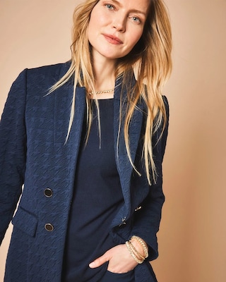 Textured Double-Breasted Knit Blazer