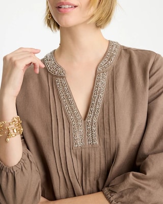 Linen-Cotton Pintuck Dress click to view larger image.