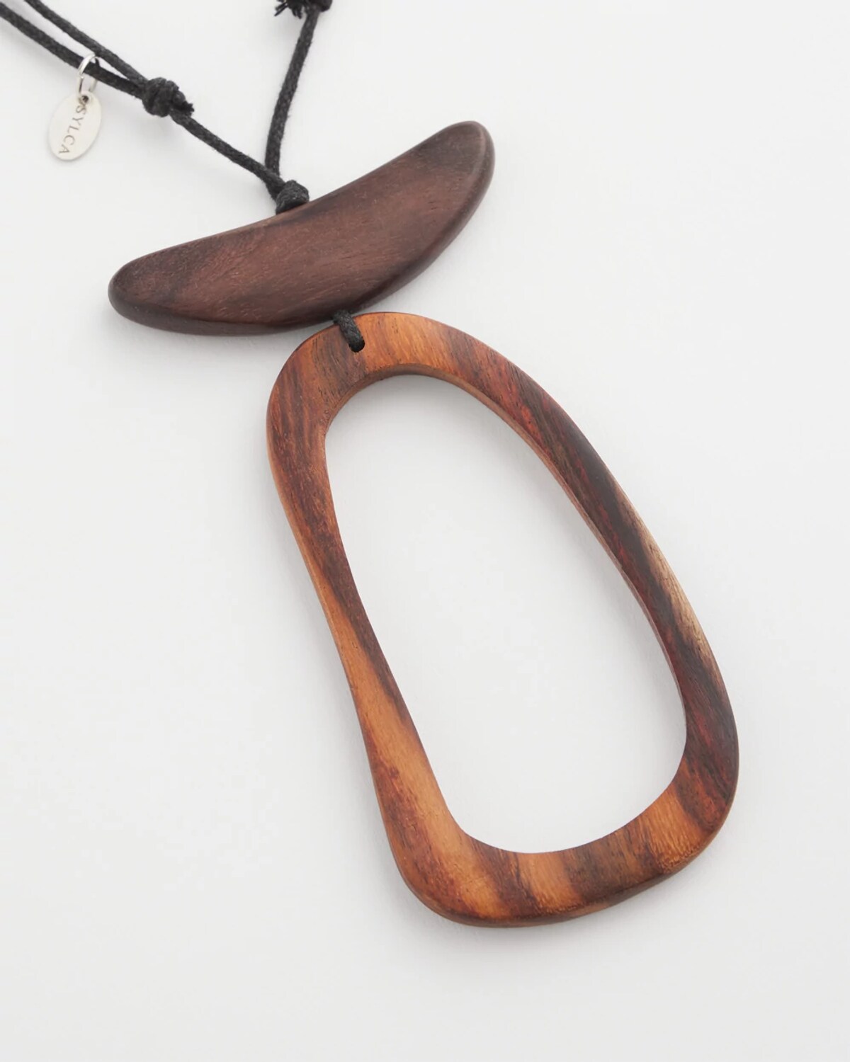 Chico's Sylca X Adli Wood Open-design Pendant Necklace In Brown In Brown