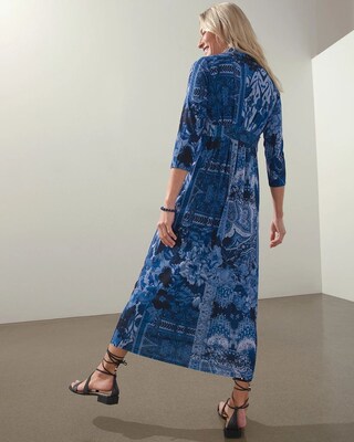 Tapestry Print Pleated Maxi Dress