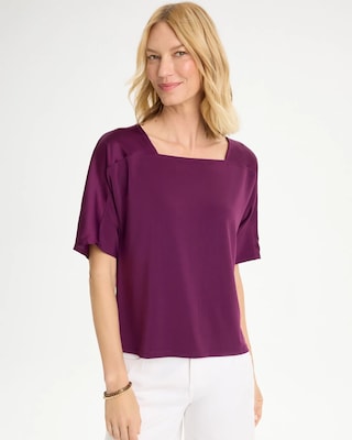 Jersey Satin Trim Elbow Tee