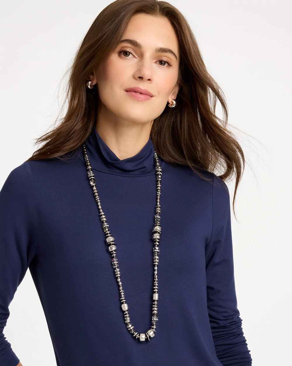 Cut Ice Collection Long Single-Strand Necklace click to view larger image.