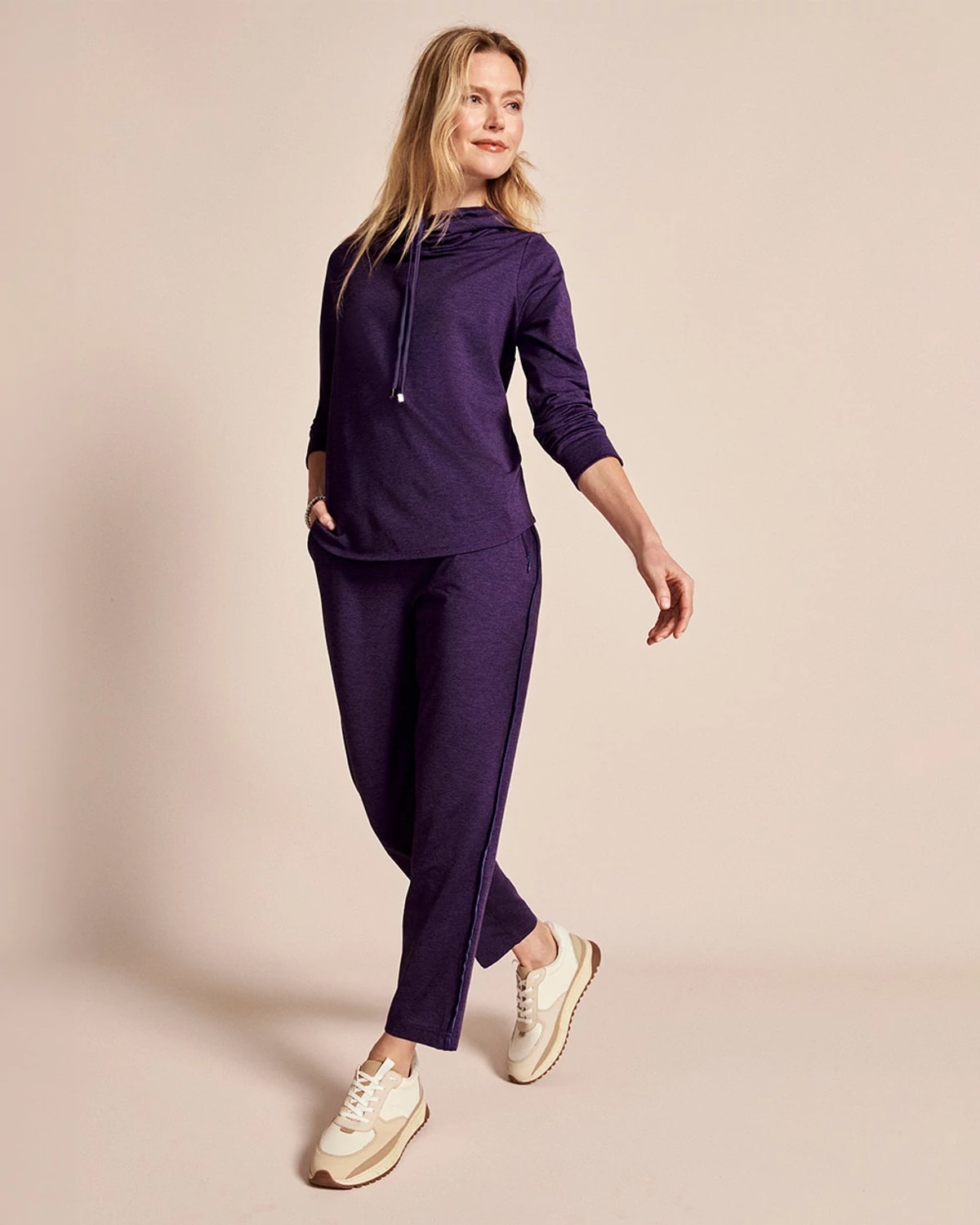 Chico's Cloud Satin Trim Pants In Purple Elixir In Purple