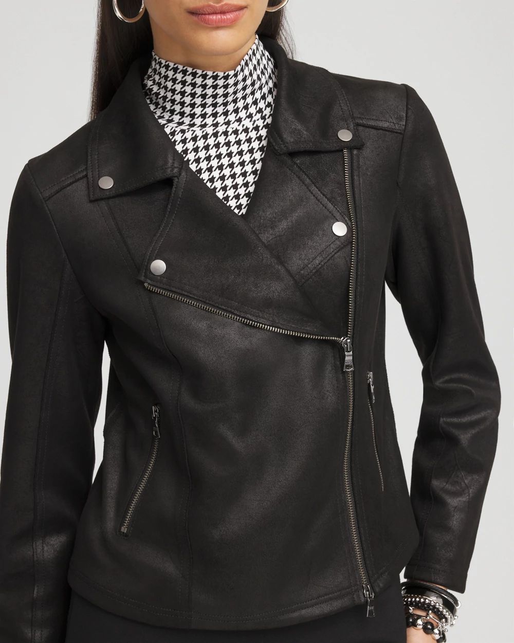 Stretch Faux Suede Moto Jacket