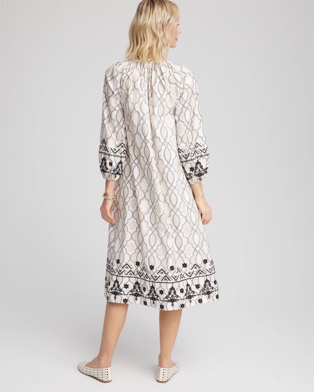 Poplin Embellished Midi Dress