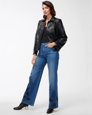 Cutwork Faux Leather Jacket