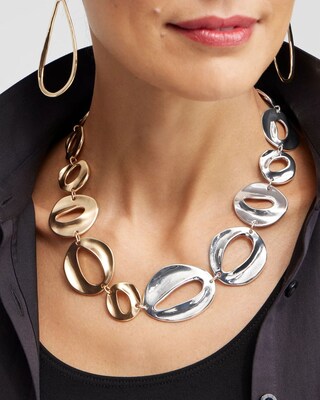 Mixed Metal Bib Necklace