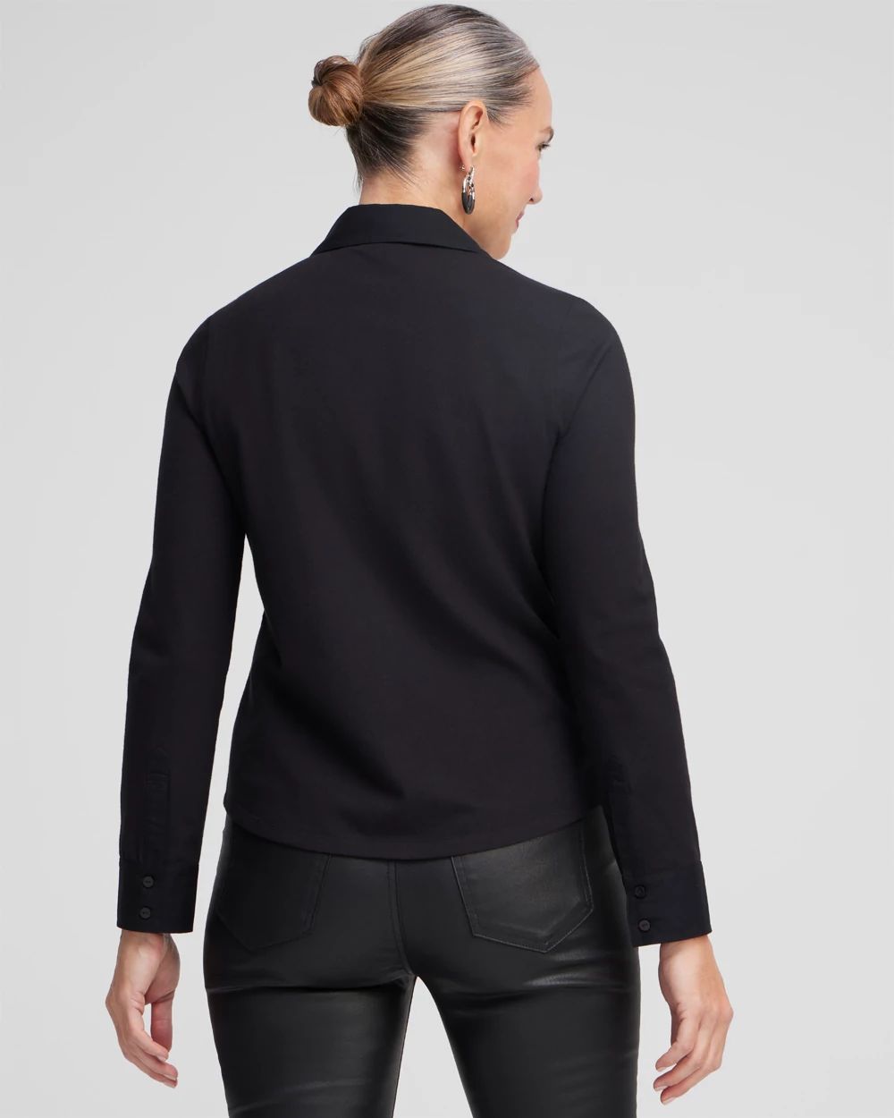 Knit Woven Lace Applique Shirt