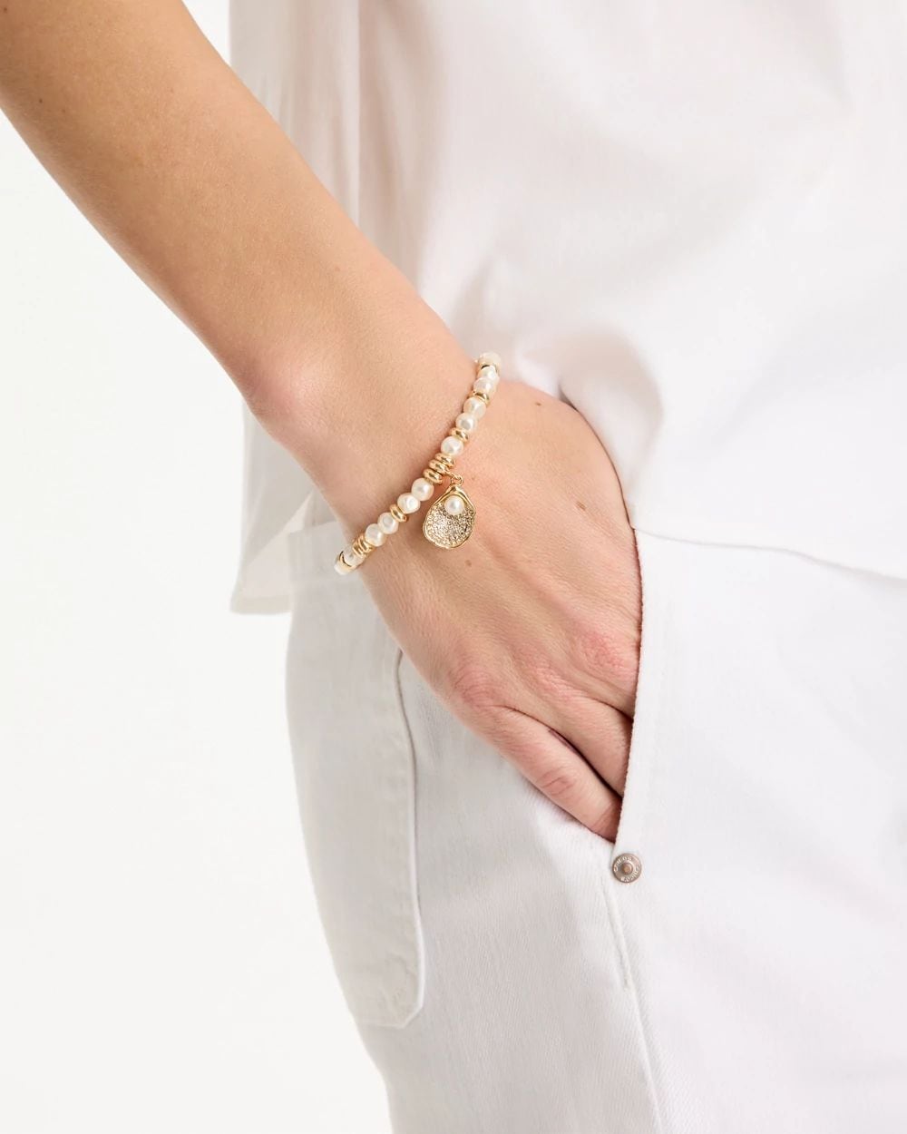 Pearlescent Stretch Charm Bracelet click to view larger image.