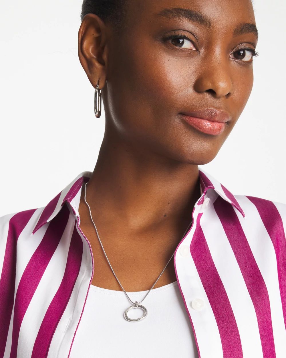 Silver Triple Pendant Necklace