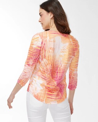 Palm Print 3/4 Sleeve Slub Tee