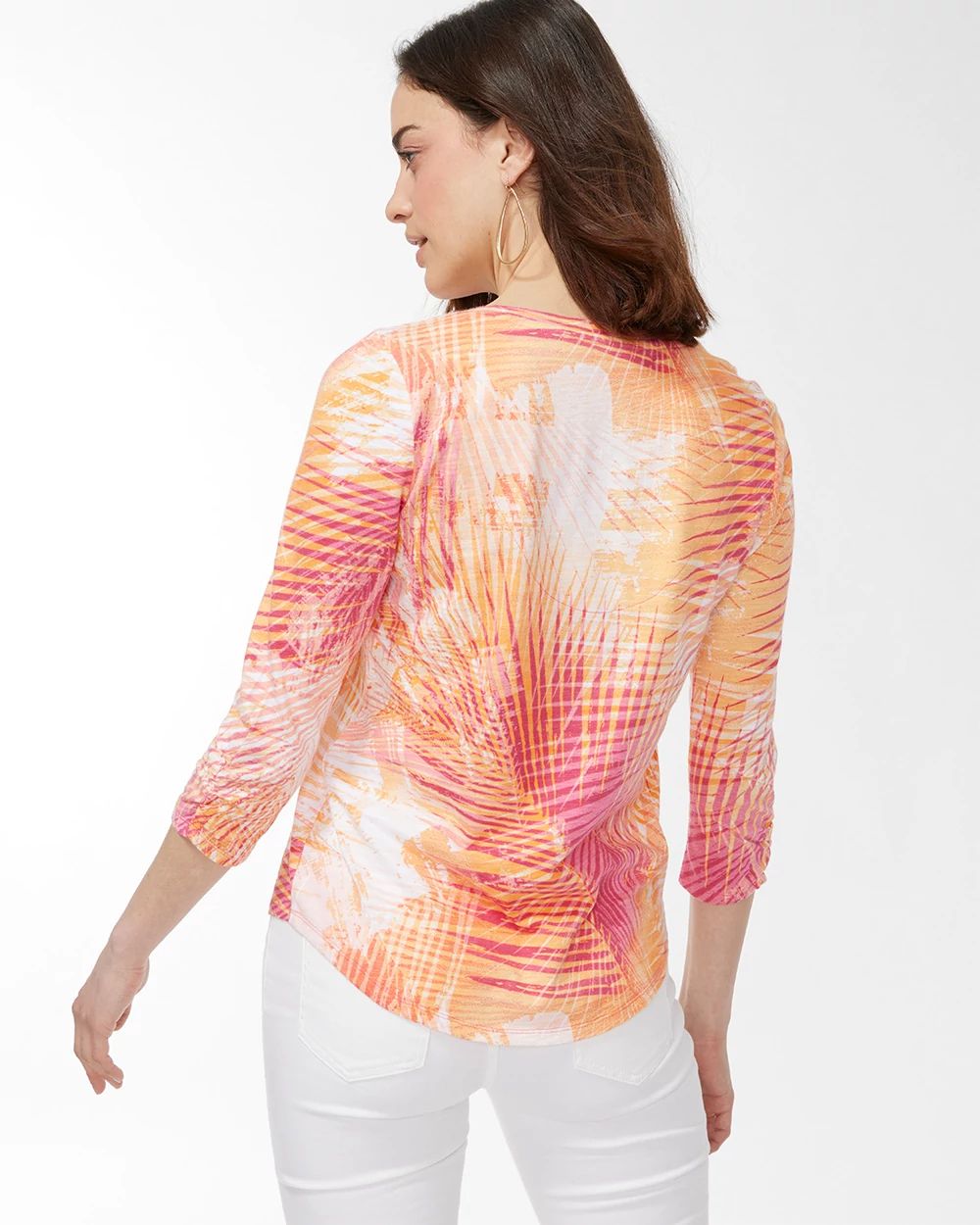 Palm Print 3/4 Sleeve Slub Tee