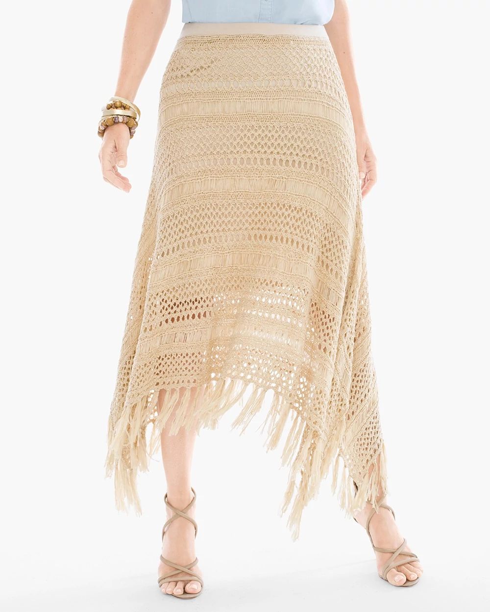 Crochet Fringe Detail Handkerchief Hem Skirt