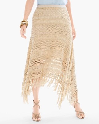 Crochet Fringe Detail Handkerchief Hem Skirt