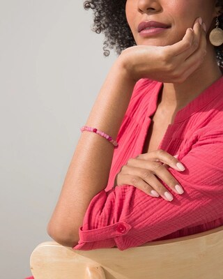 Pink Jade and Agate Stretch Bracelet
