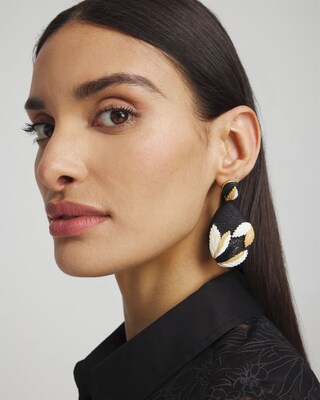Embroidered Raffia Earrings