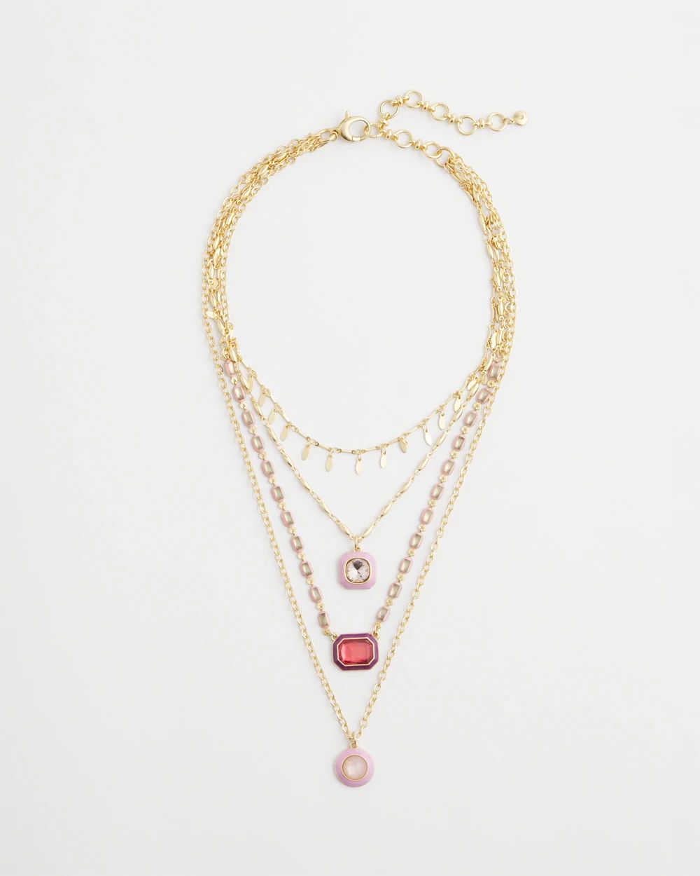 Pink Convertible Gold Tone Necklace