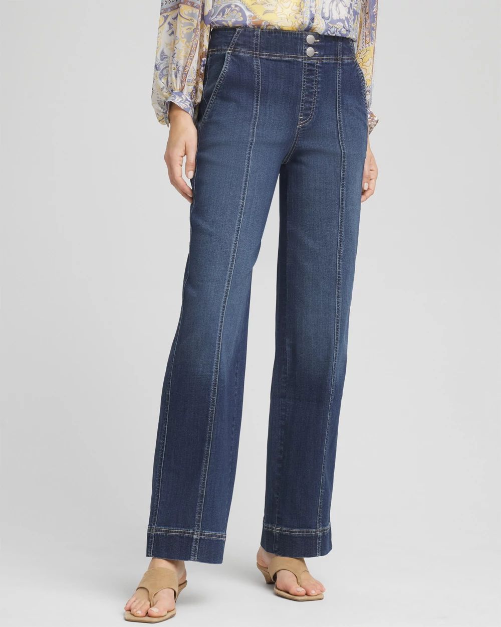 Pull-On Wide-Leg Jeans