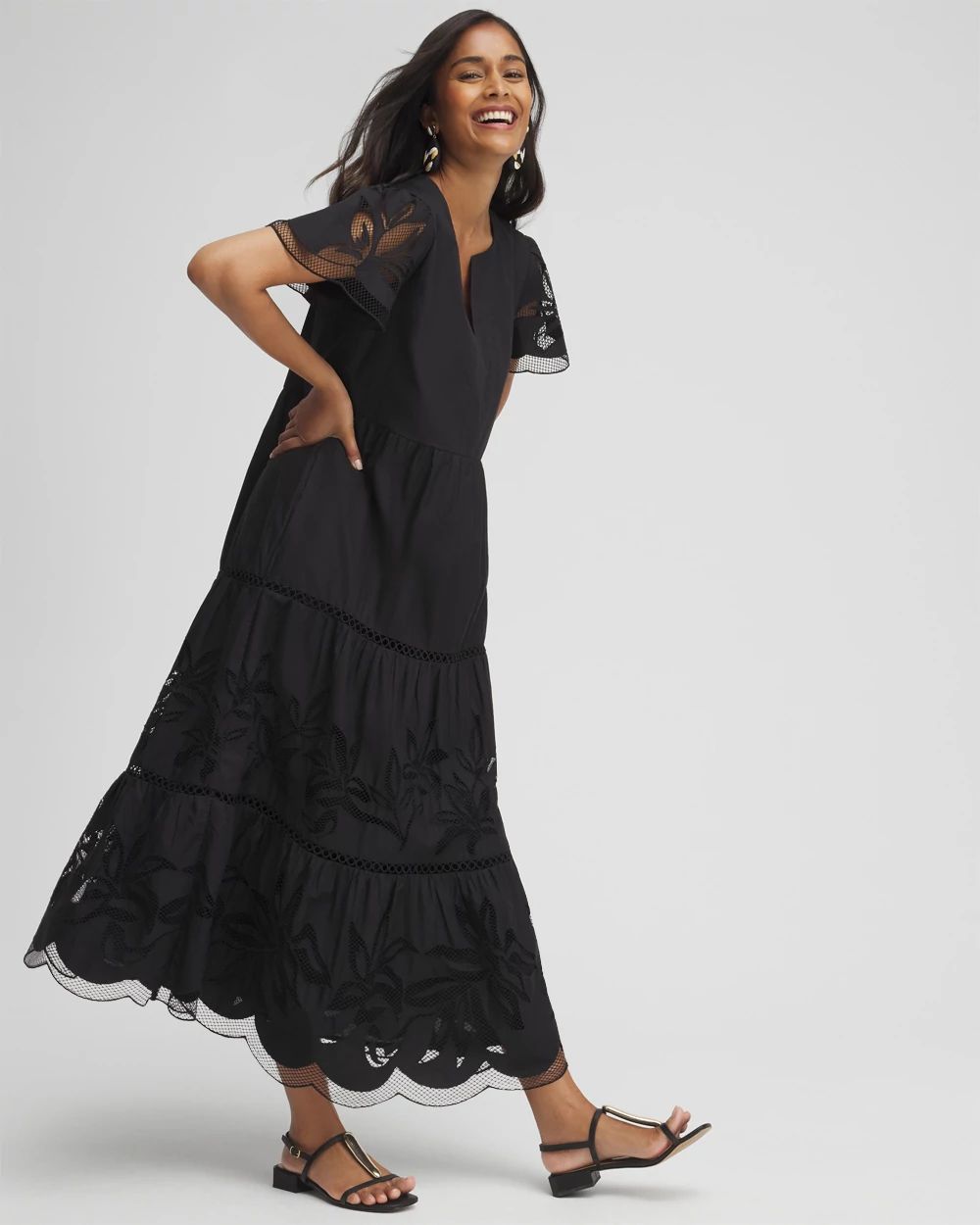 Eyelet Lace Inset Maxi Dress