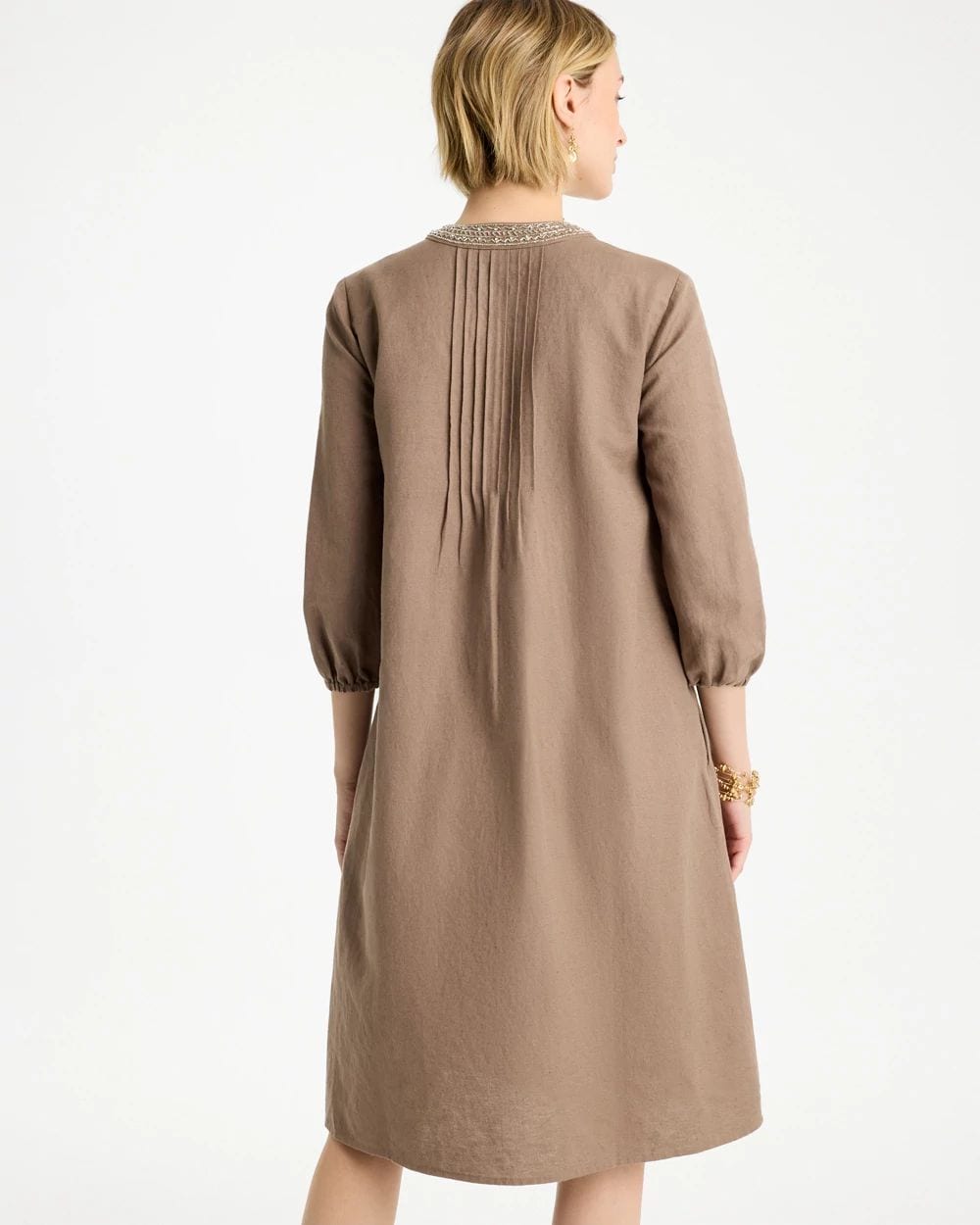 Linen-Cotton Pintuck Dress