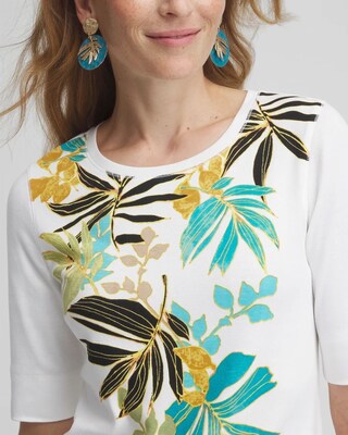 Placed Palms Jewel Neck Tee