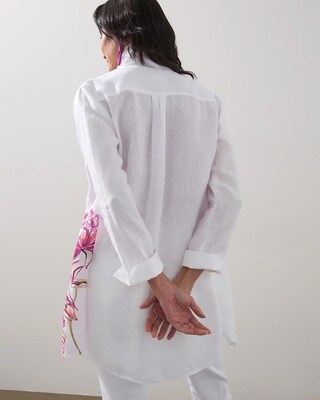 No-Iron Linen Floral Tunic