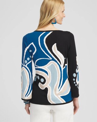 Swirl Print Crew Neck Pullover Sweater