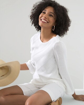 Crew Neck Fringe Hem Sweater