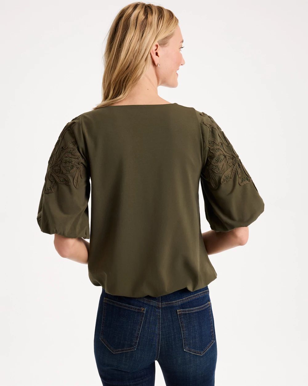 Soutache Soft-Stretch Bubble Hem Top click to view larger image.