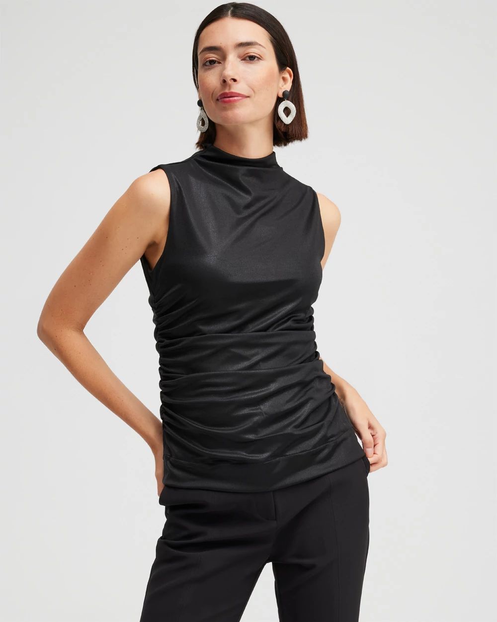 Black Label Gathered Knit Top